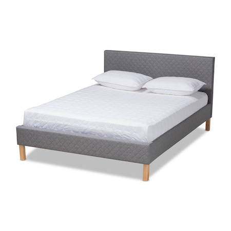 Aneta Grey Upholstered King Size Platform Bed